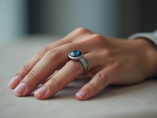 Oura Ring on a hand.